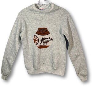 Vintage Wrangler Gray Rodeo Western Aztec Sweatshirt Women XL 18 20 Western FLAW